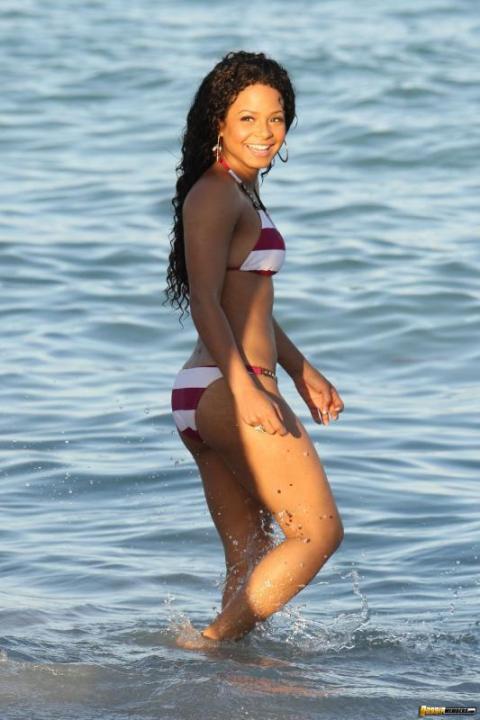 Christina Milian Ebony Booty Hollywood Beach Bikini Ethnic