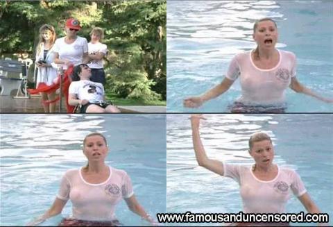 Leslie Easterbrook Jumping Police Wet See Through Pool Shirt