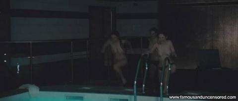 Josephine De La Baume Jumping Couple Pool Hat Topless Famous