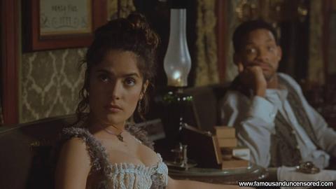 Salma Hayek Fishnet Train Stockings Couple Wild Bus Actress
