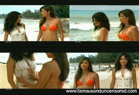 Kelly Hu Las Vegas Orange Beach Bikini Posing Hot Female Hd