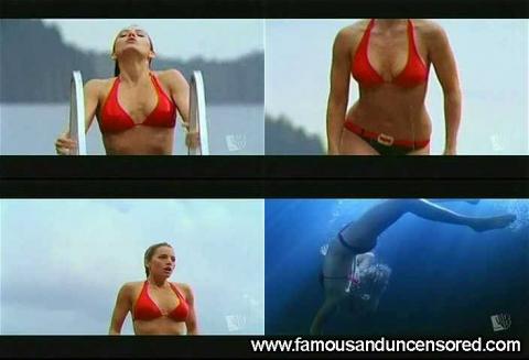 Erica Durance Smallville Jumping Lake Wet Bikini Actress Hd