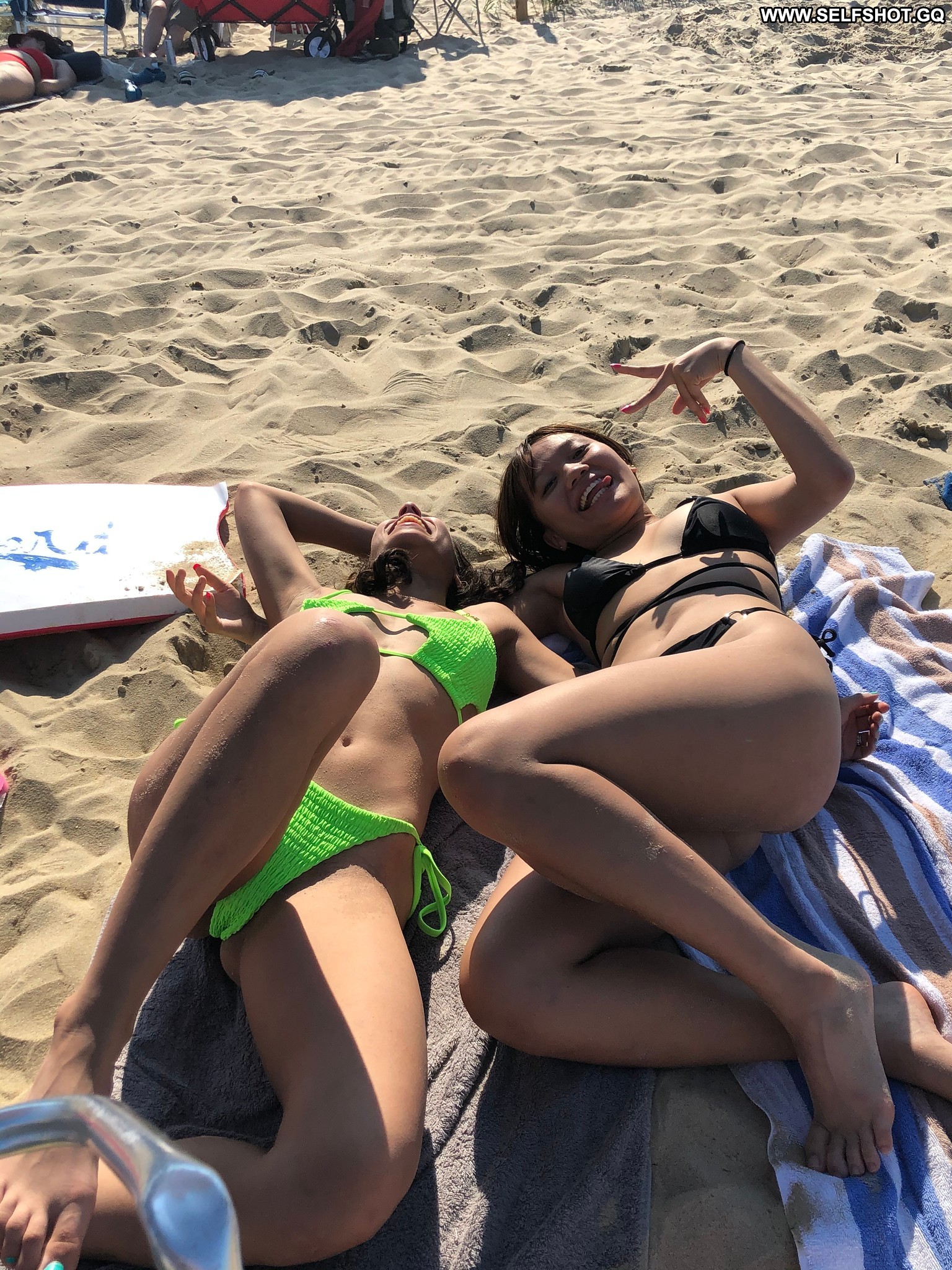 asian amateur couple beach